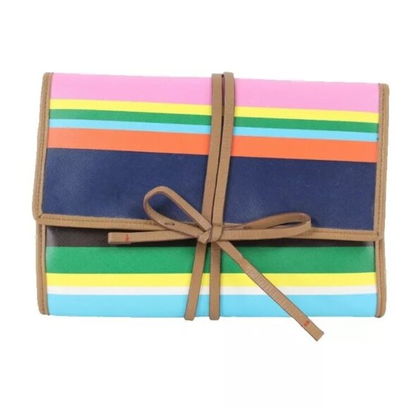 Stella Dot Multi Striped Vinyl 9.5 x 6.5 Bring Bling Jewelry Holder - Picture 1 of 8